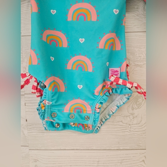 Ruffle Butts-baby Girl swimsuit SZ 3-6 UPF50+ Long Sleeve One Piece Rash Guard - - Picture 6 of 9